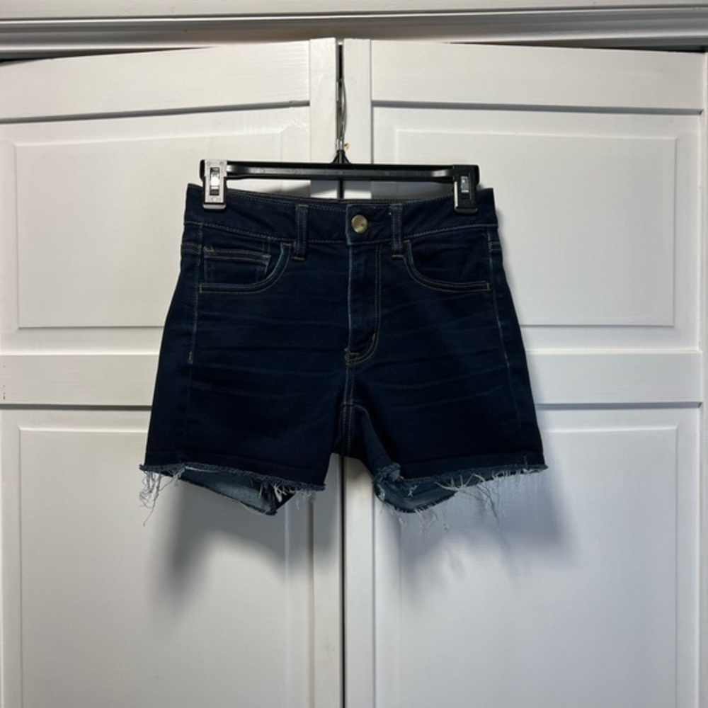 American Eagle Outfitters Stretch Hi- Rise Shortie Jean Shorts Size Wome…